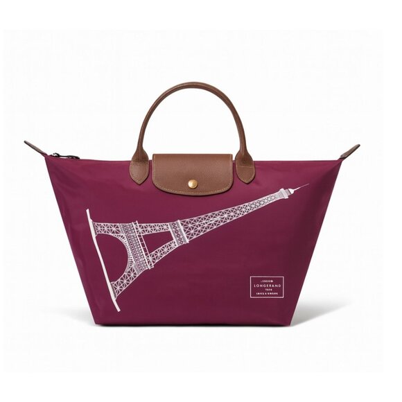Longchamp Handbags - New Longchamp Le Pliage Eiffel Tower Limited Edition Medium Tote - Purple